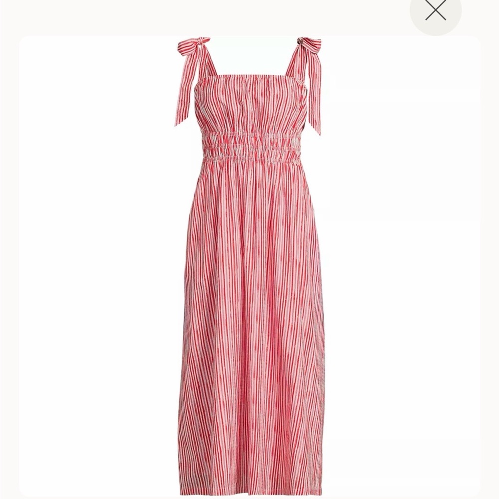 Lands End red and Pink Striped Midi Dress - Picture 5 of 7